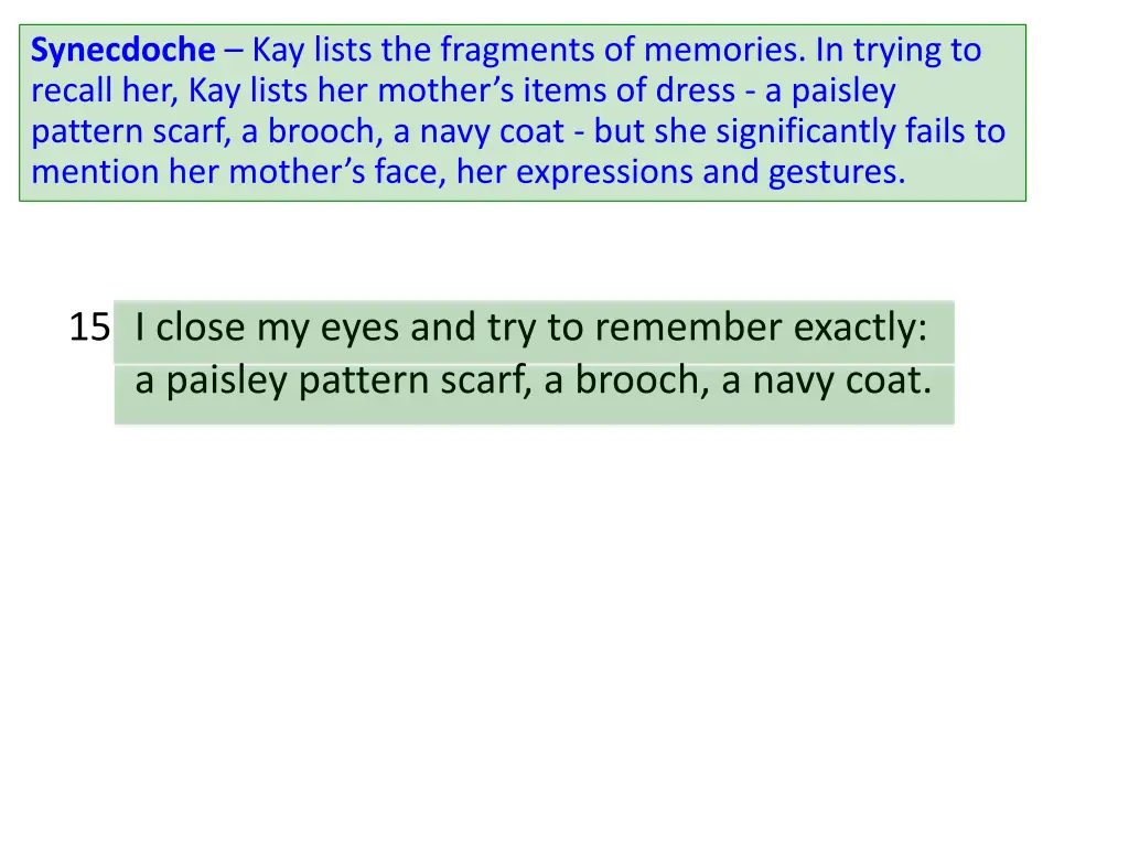 synecdoche kay lists the fragments of memories