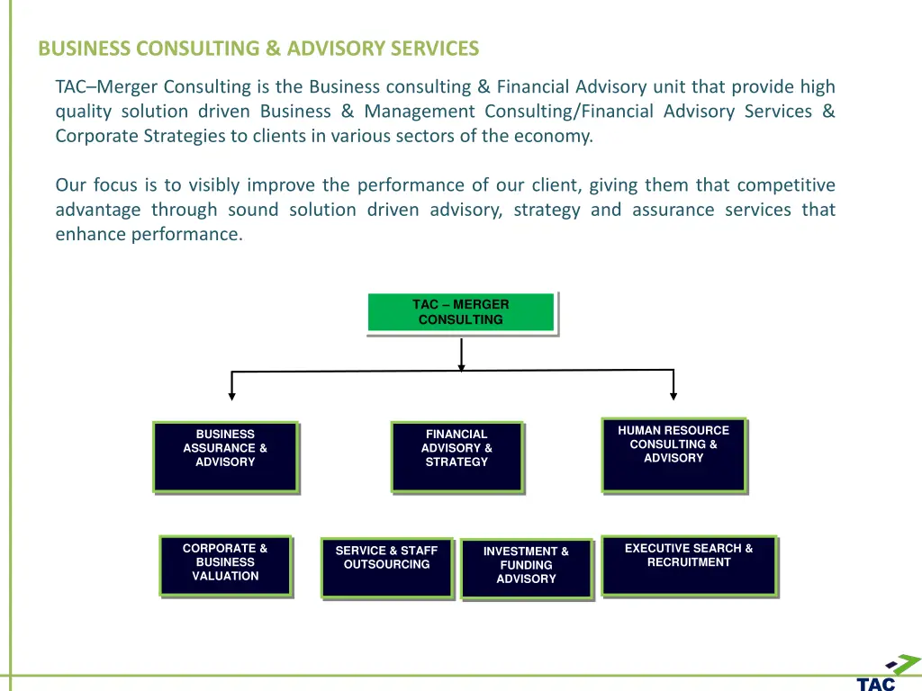 business consulting advisory services