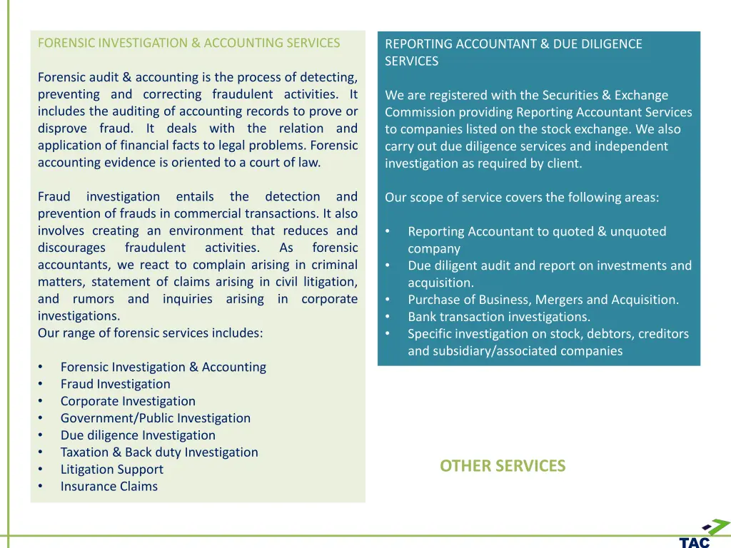 forensic investigation accounting services