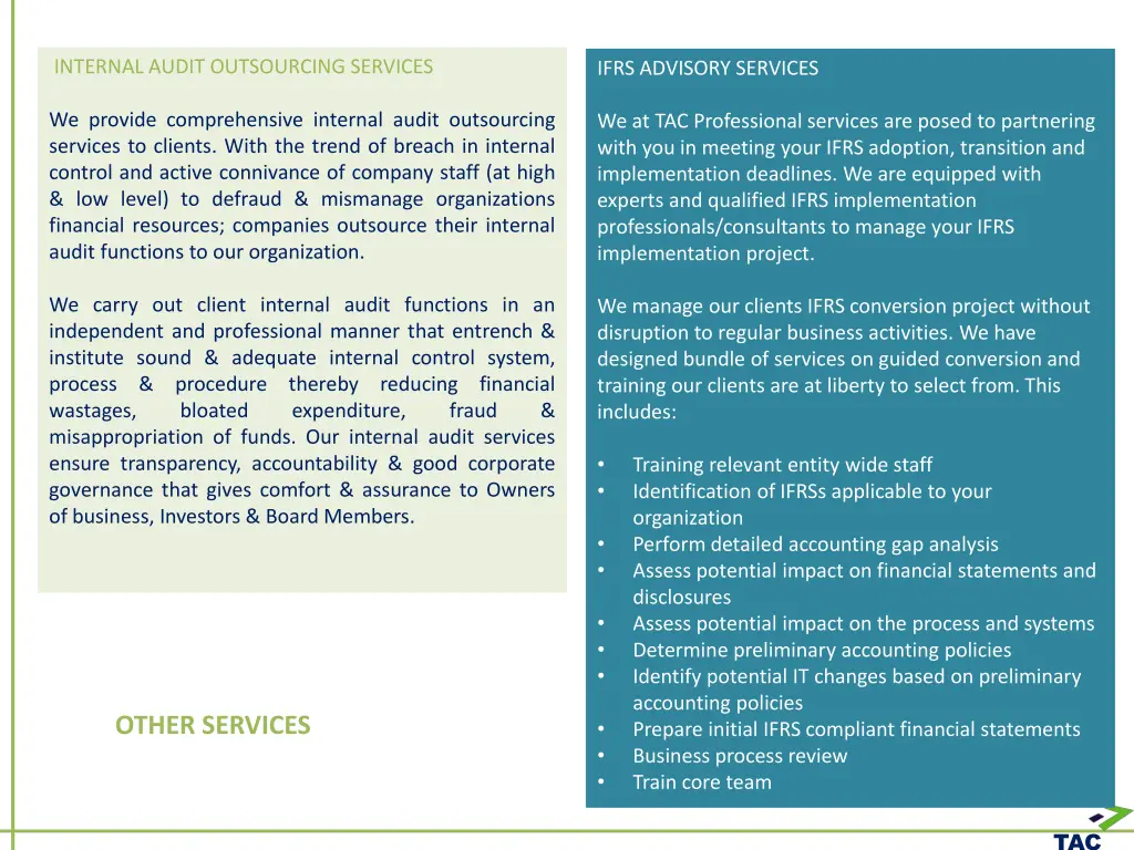 internal audit outsourcing services