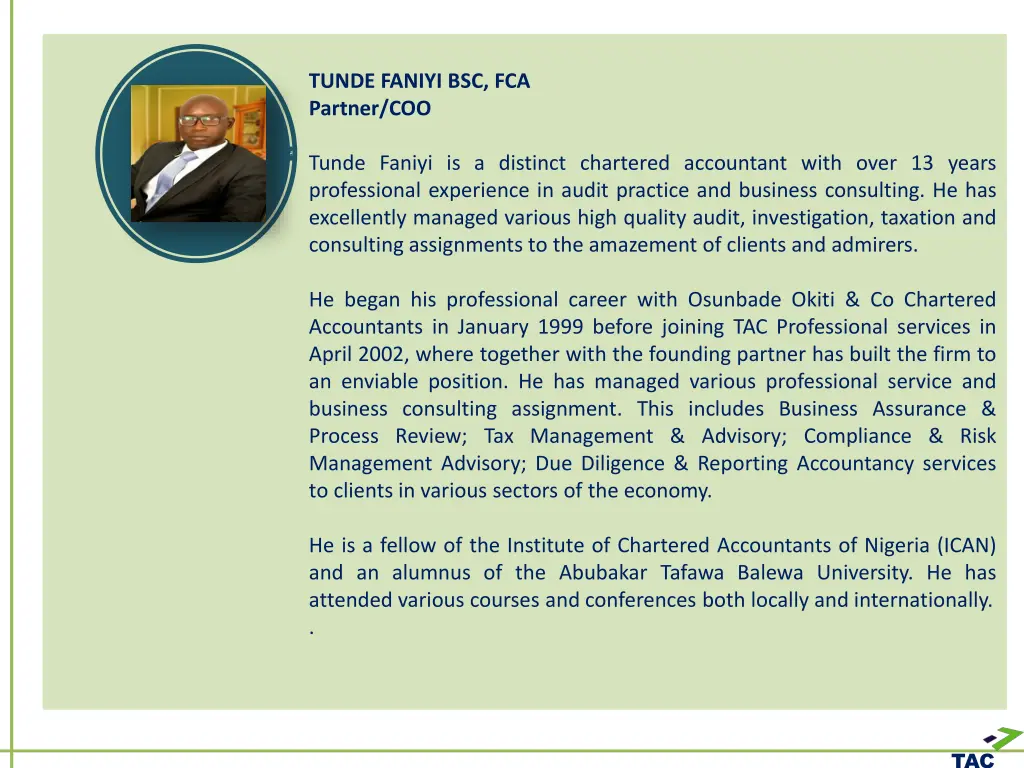 tunde faniyi bsc fca partner coo