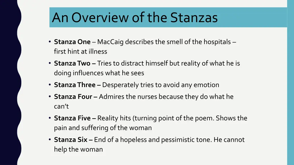 an overview of the stanzas