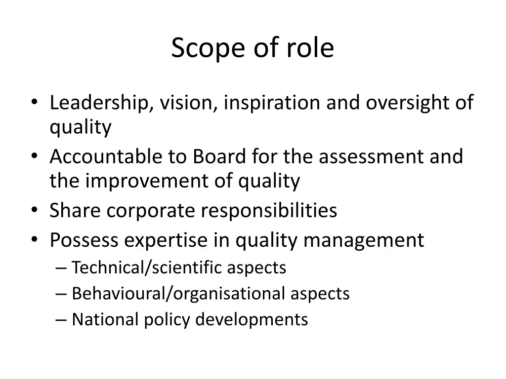 scope of role