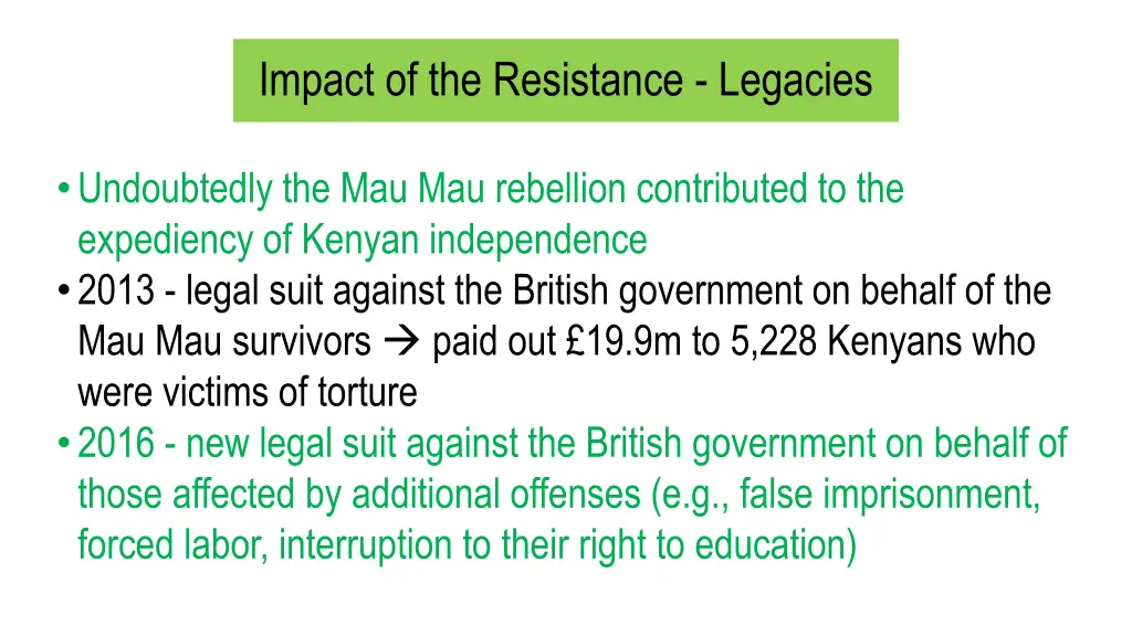 impact of the resistance legacies