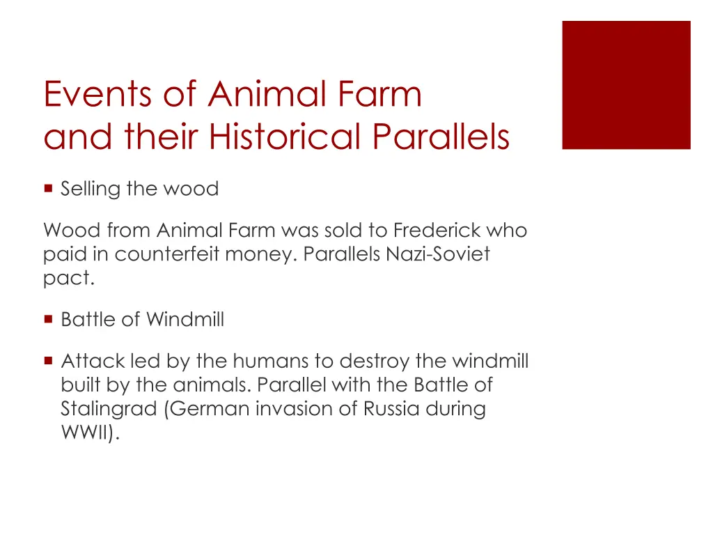 events of animal farm and their historical 2