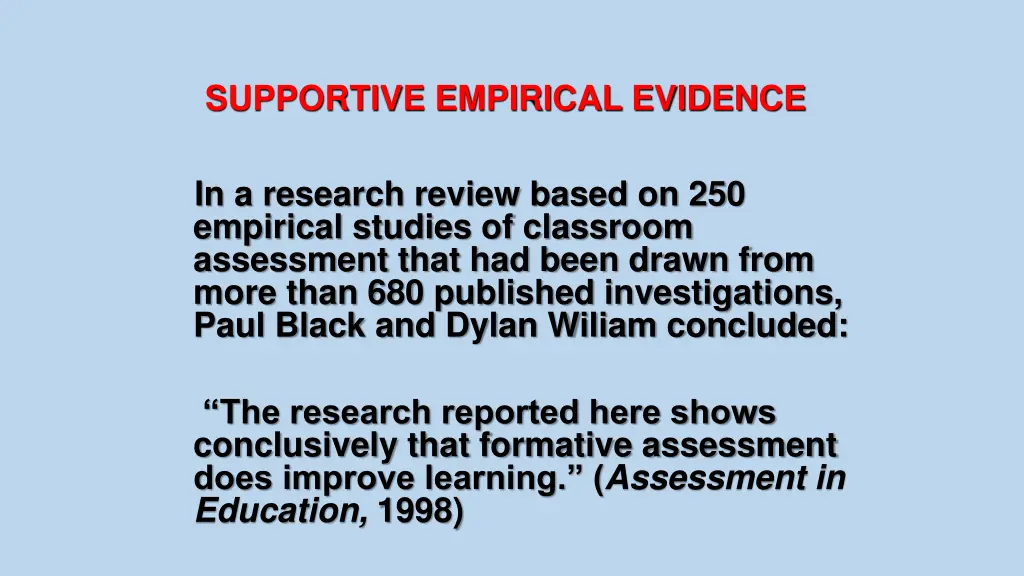 supportive empirical evidence