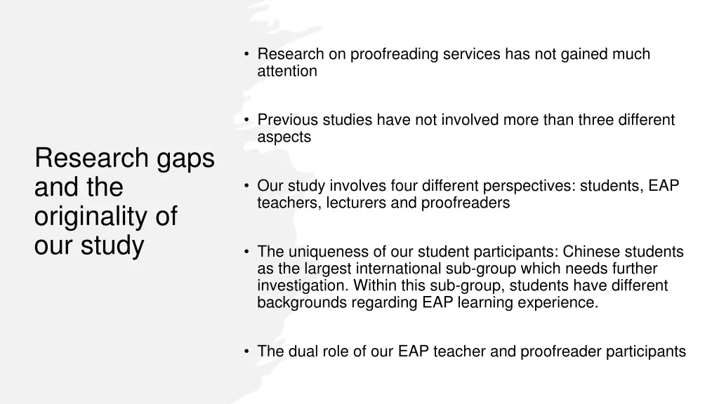 research on proofreading services has not gained