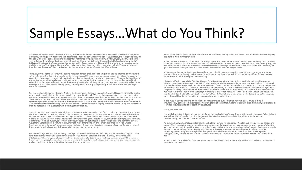 sample essays what do you think