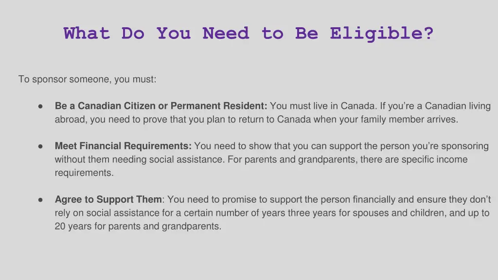 what do you need to be eligible