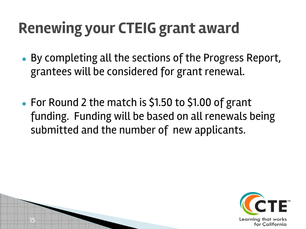 renewing your cteig grant award