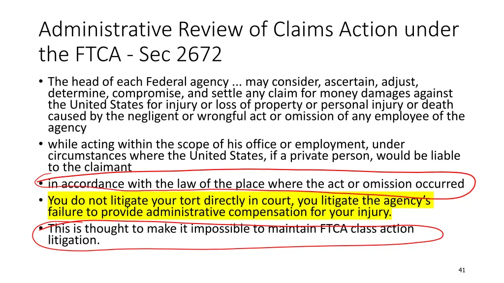 administrative review of claims action under