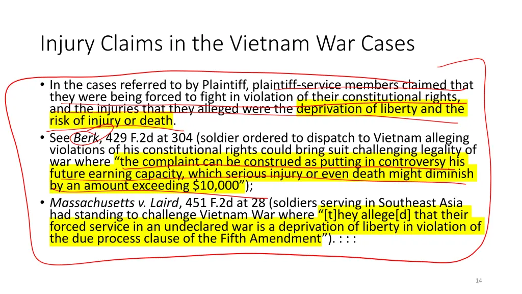 injury claims in the vietnam war cases