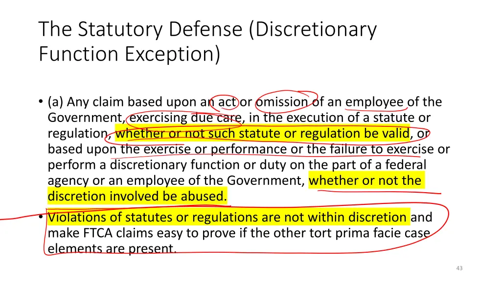 the statutory defense discretionary function