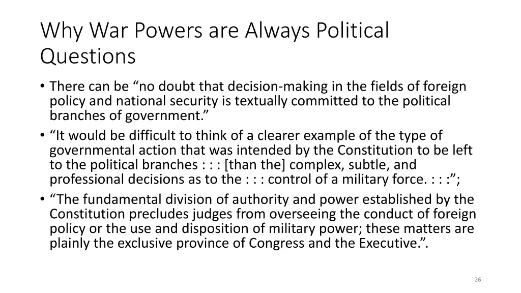 why war powers are always political questions