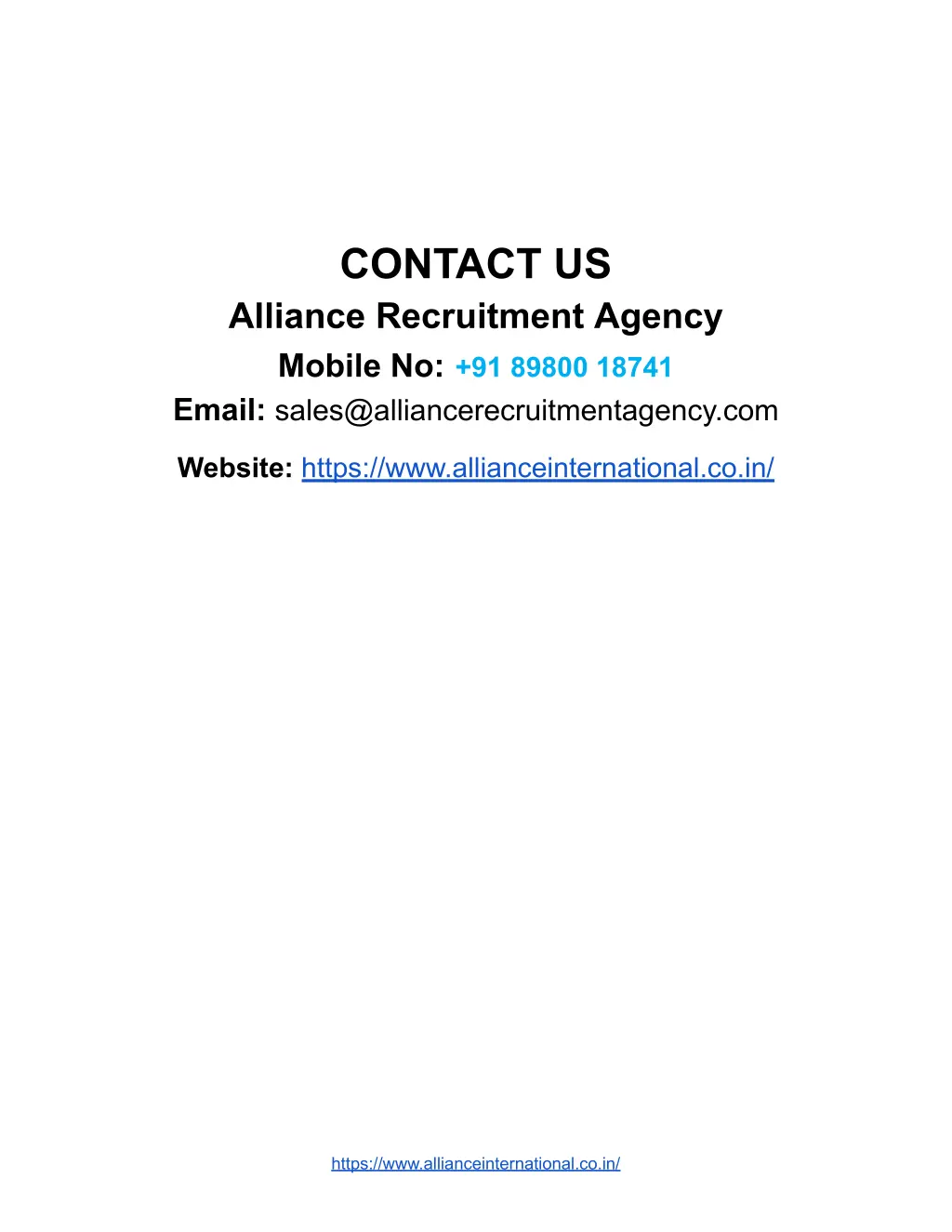 contact us alliance recruitment agency mobile