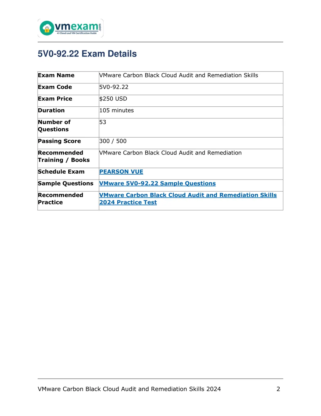 5v0 92 22 exam details