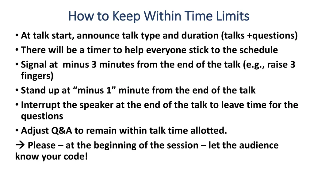 how to keep within time limits how to keep within