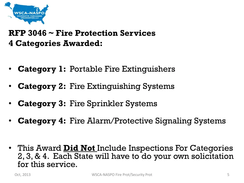 rfp 3046 fire protection services 4 categories