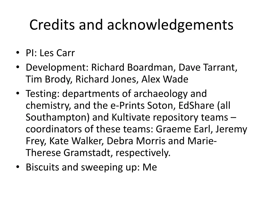 credits and acknowledgements