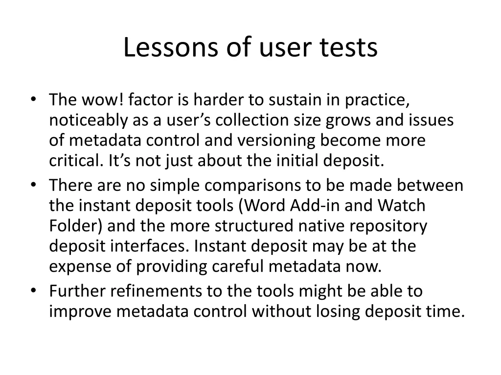 lessons of user tests