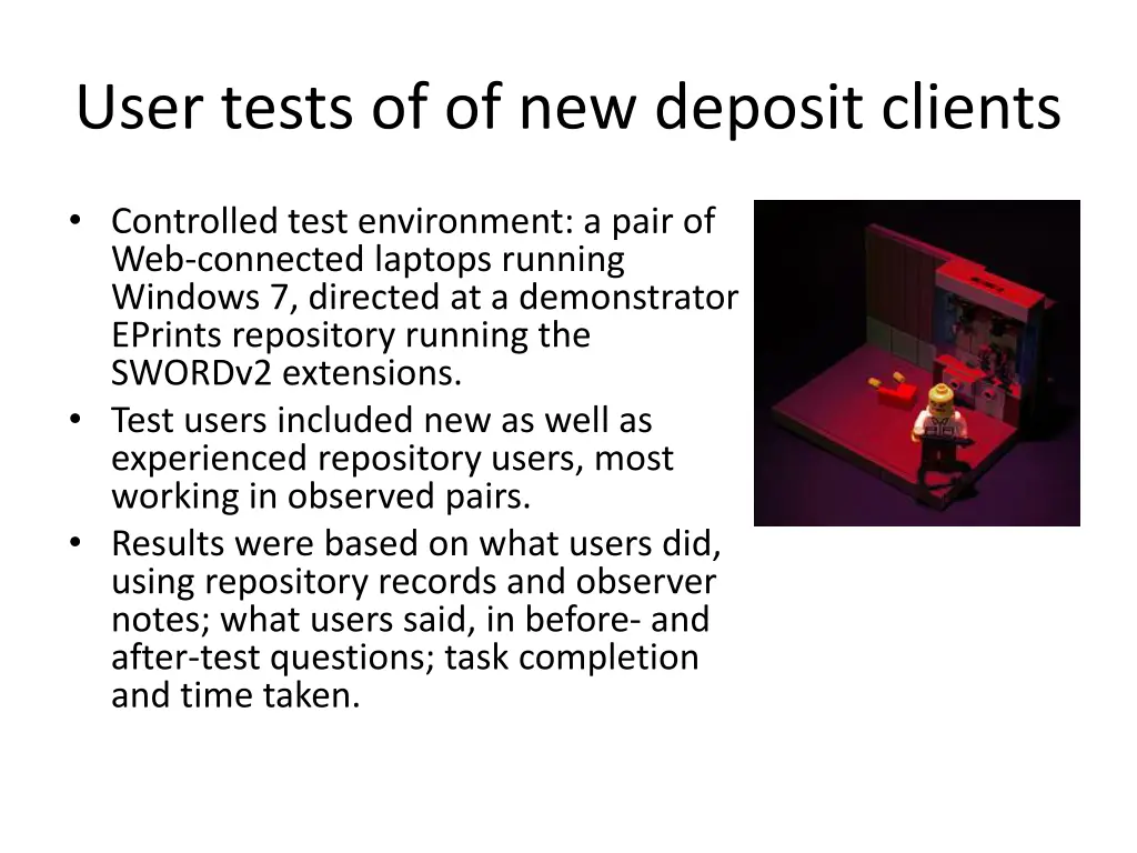 user tests of of new deposit clients