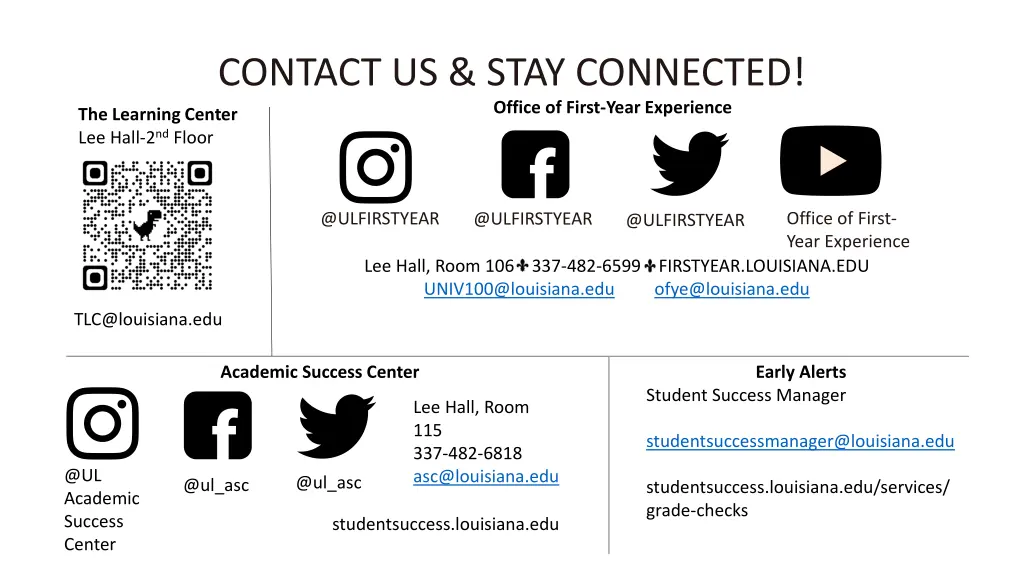 contact us stay connected office of first year