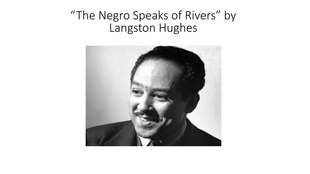 the negro speaks of rivers by langston hughes