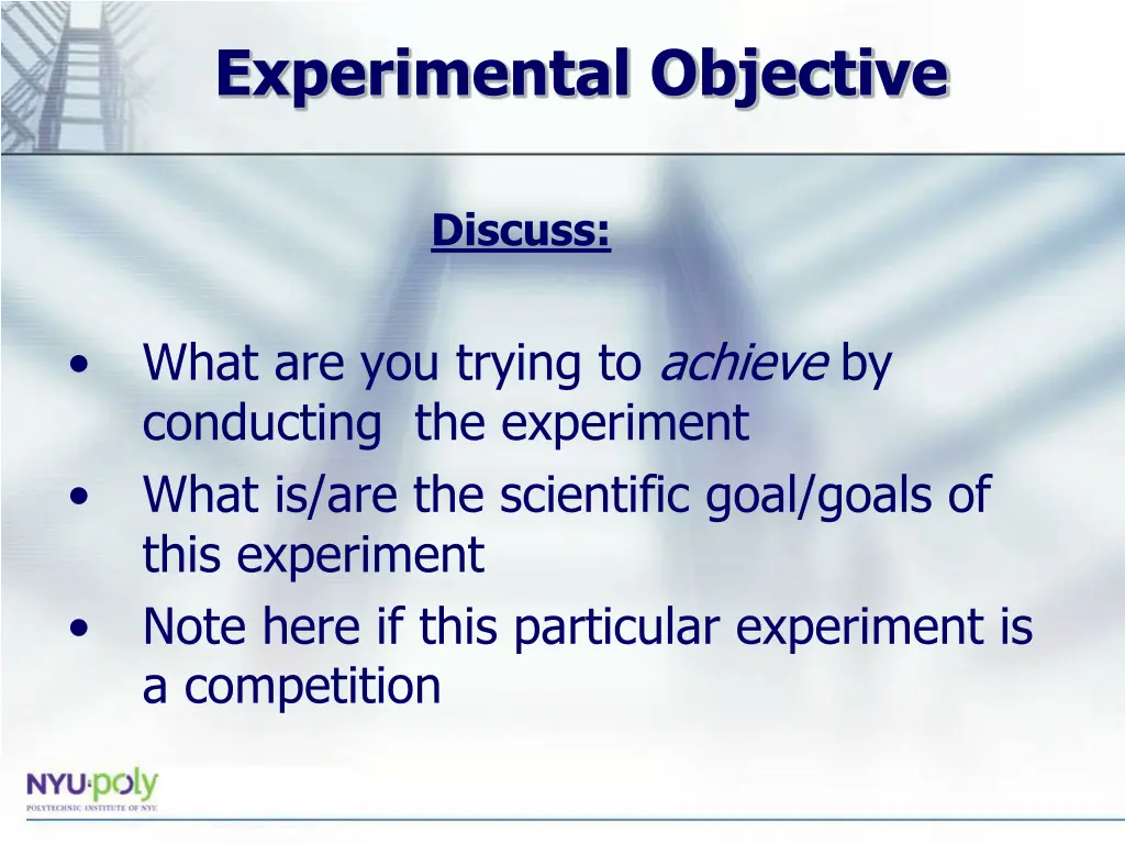 experimental objective