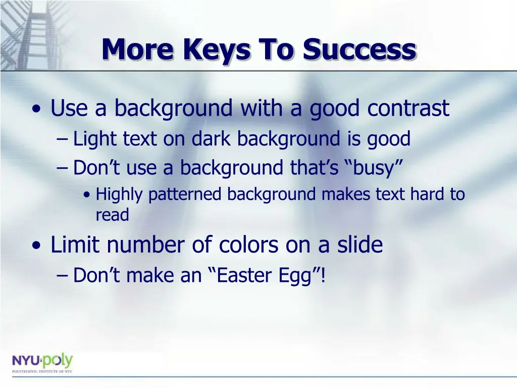 more keys to success