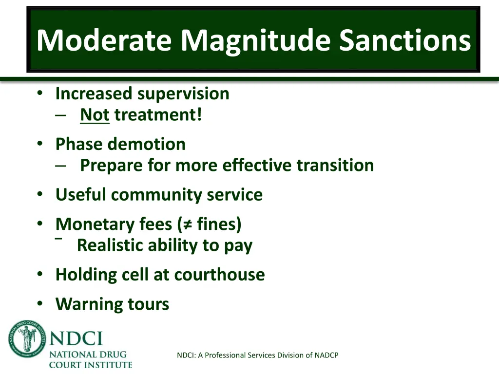 moderate magnitude sanctions