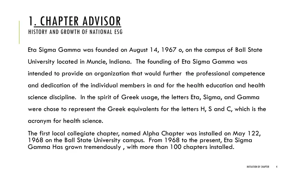 1 chapter advisor history and growth of national