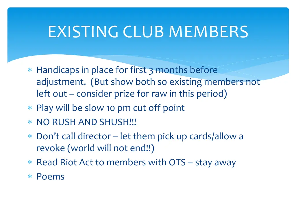 existing club members