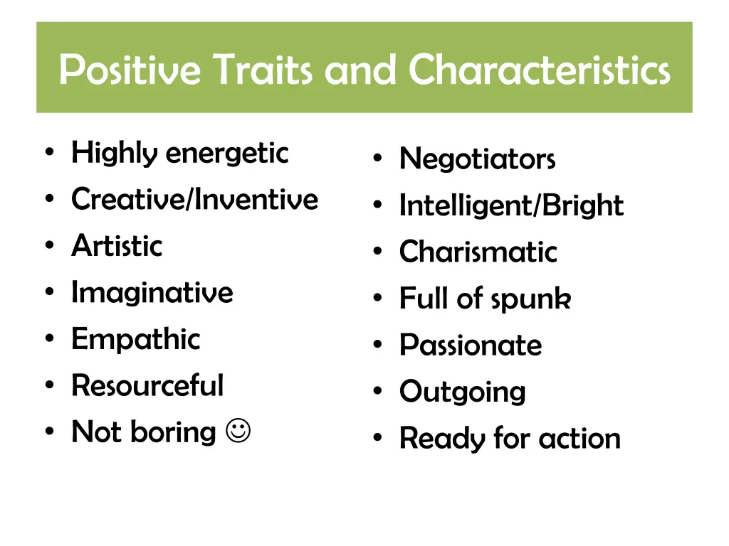 positive traits and characteristics