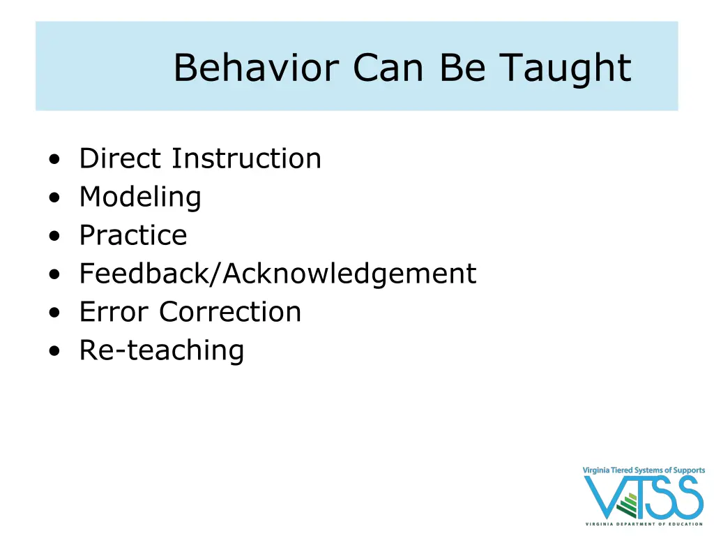 behavior can be taught