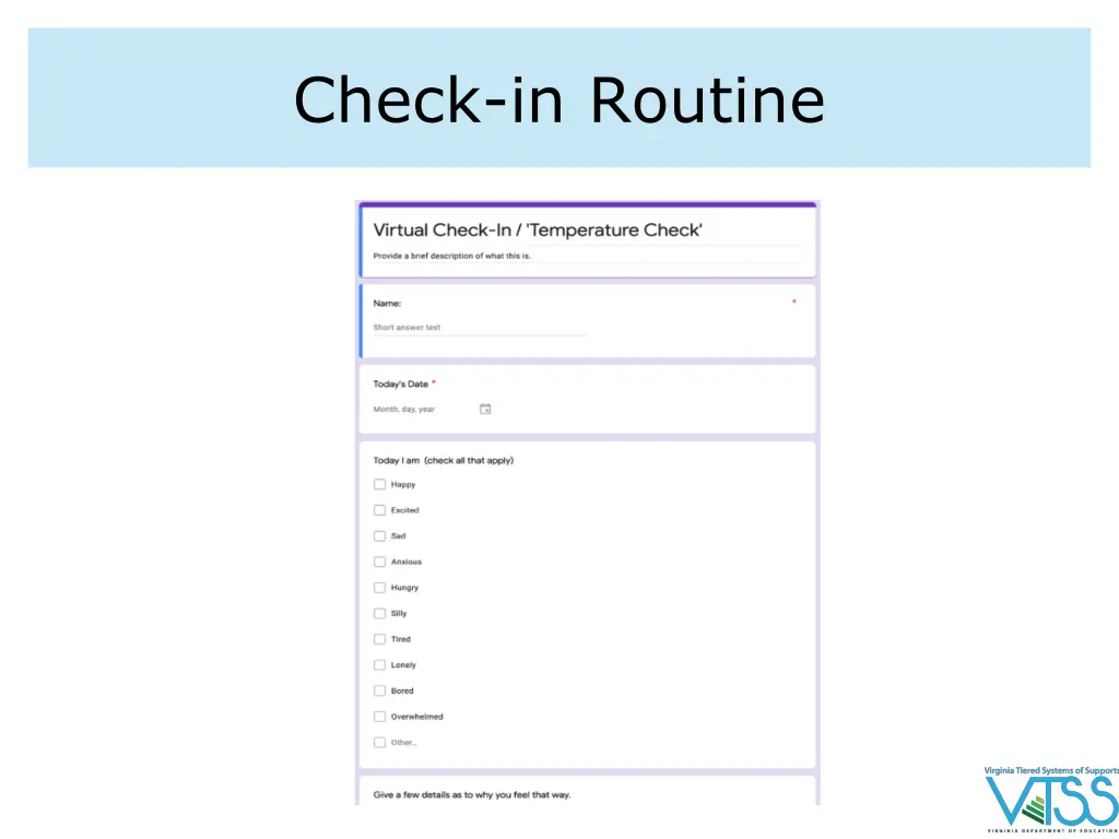 check in routine