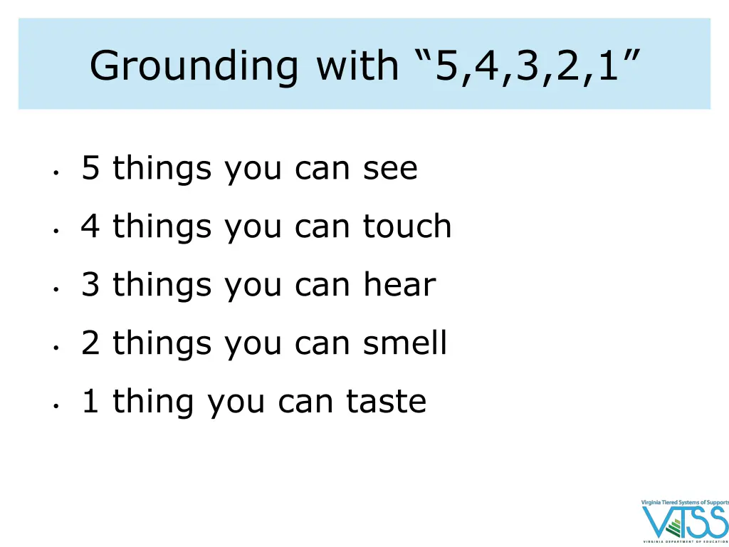 grounding with 5 4 3 2 1