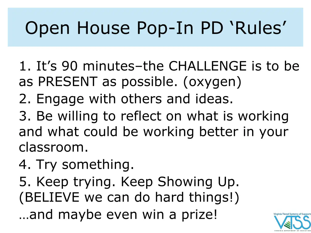 open house pop in pd rules