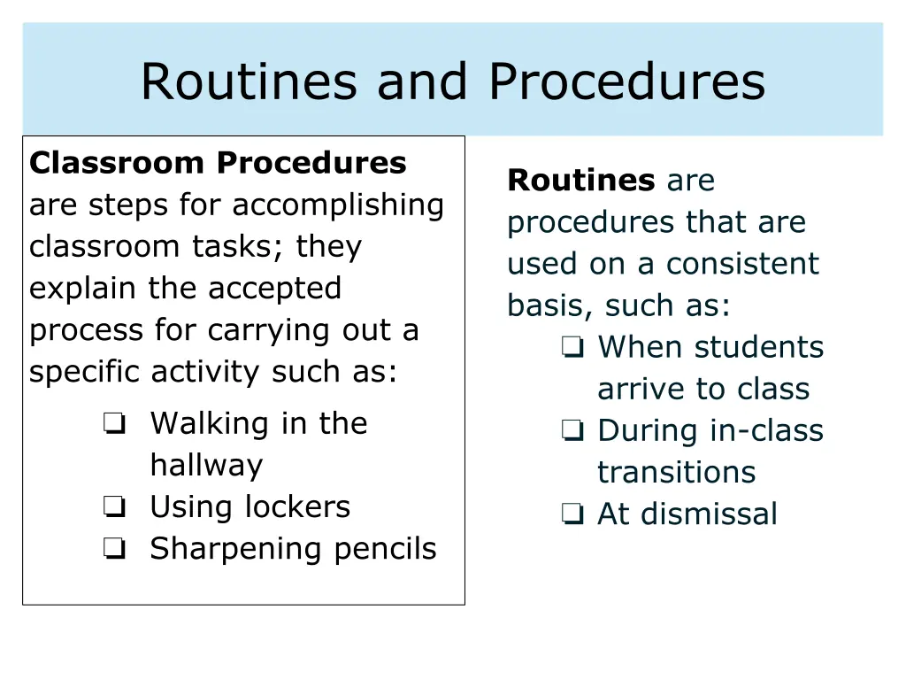 routines and procedures