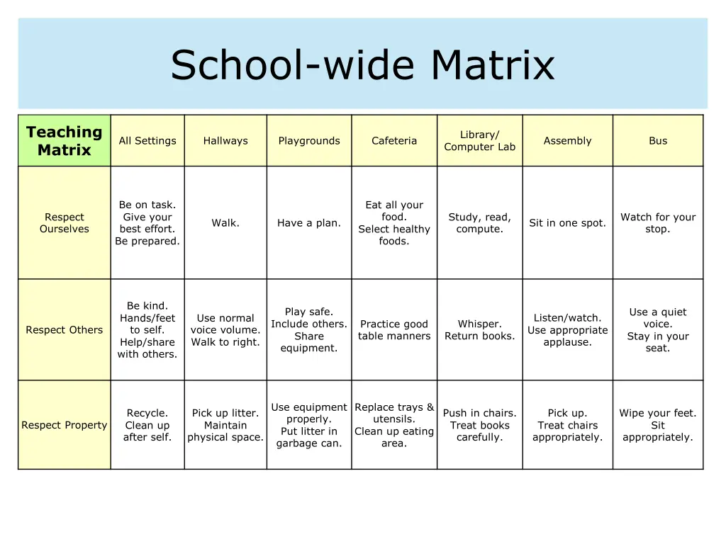 school wide matrix