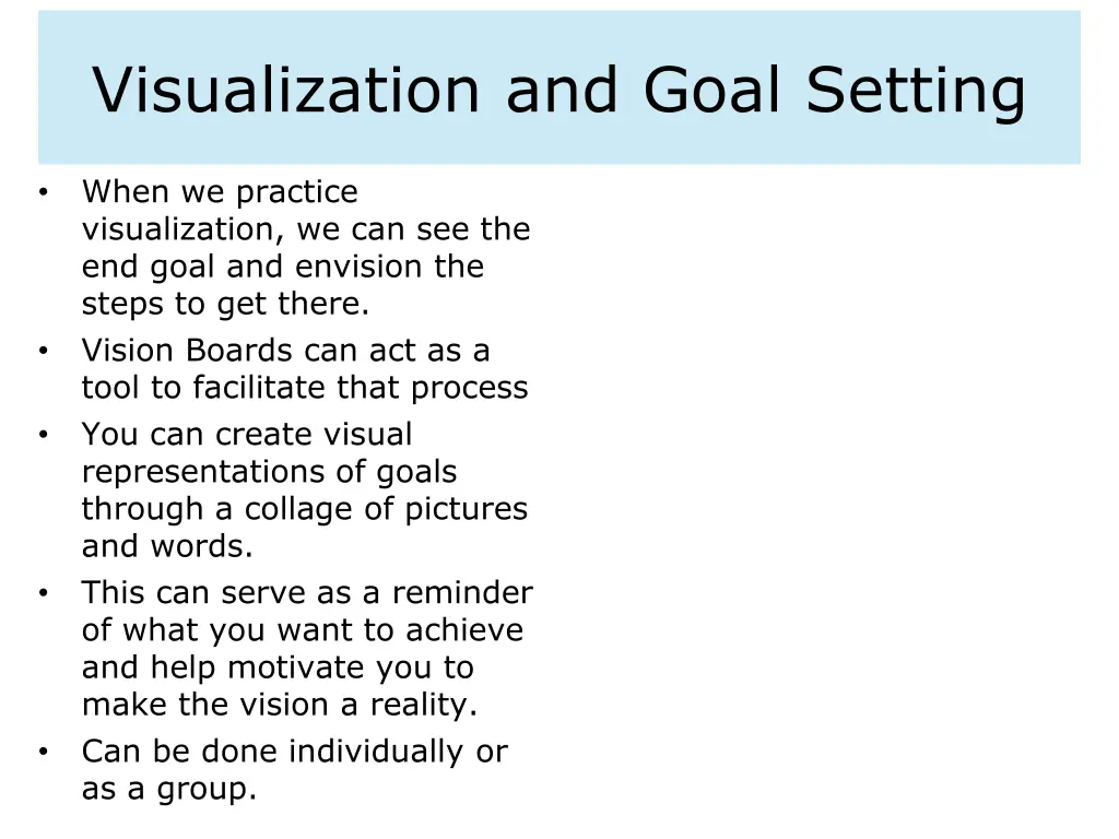 visualization and goal setting