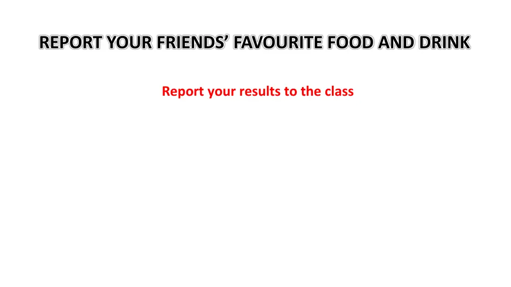 report your friends favourite food and drink