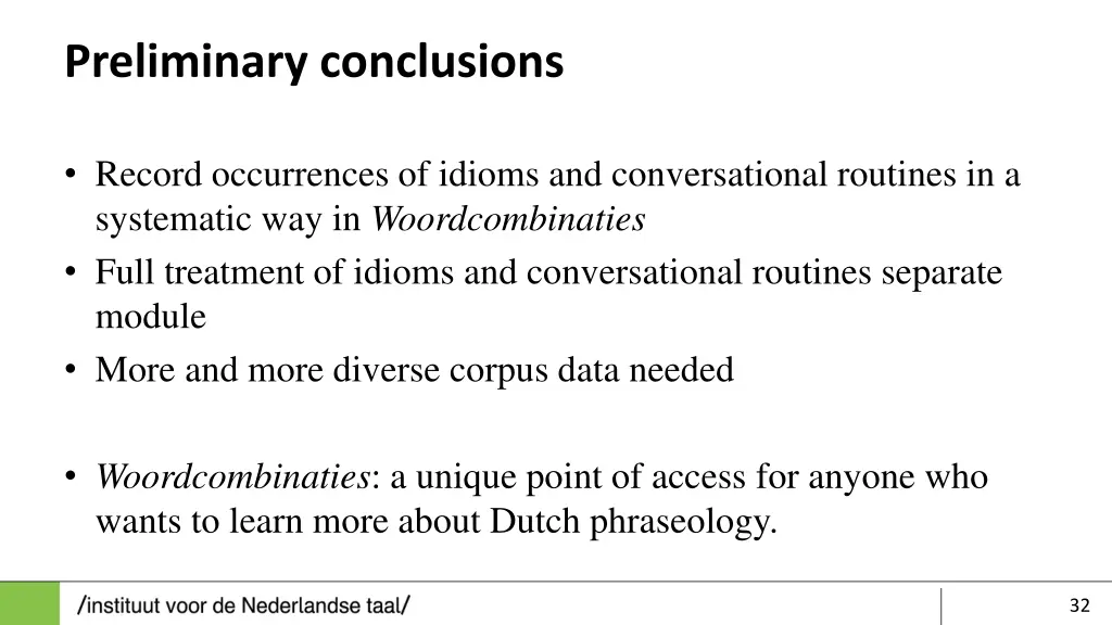 preliminary conclusions