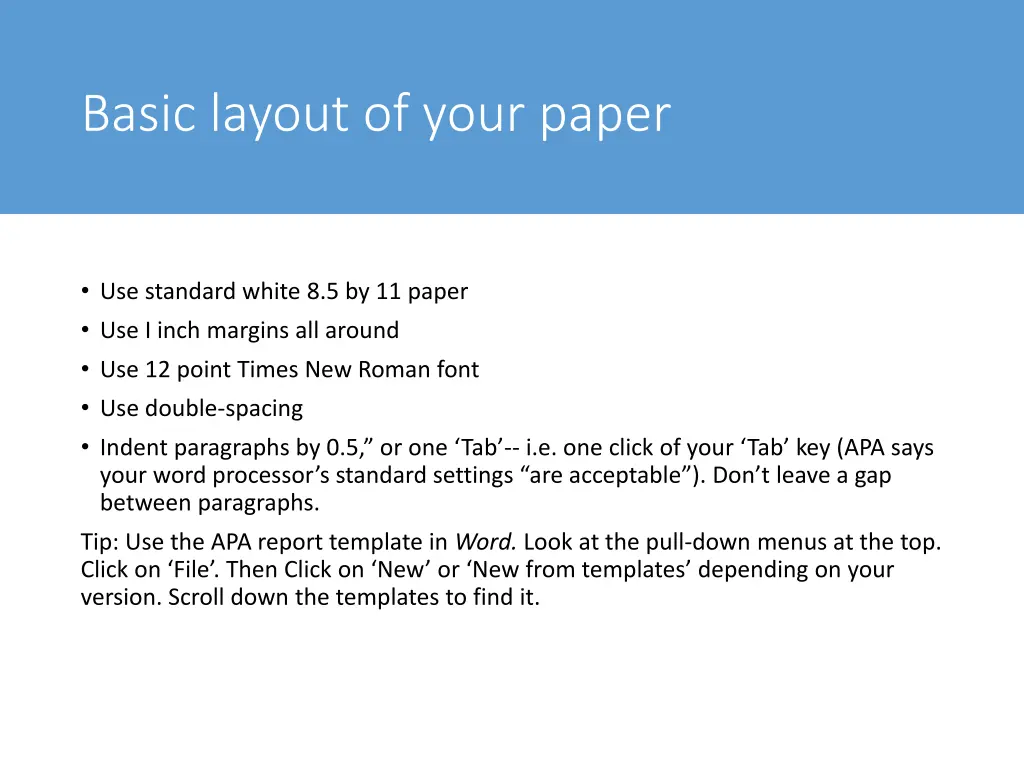 basic layout of your paper