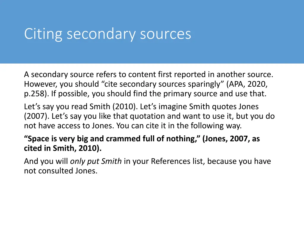 citing secondary sources