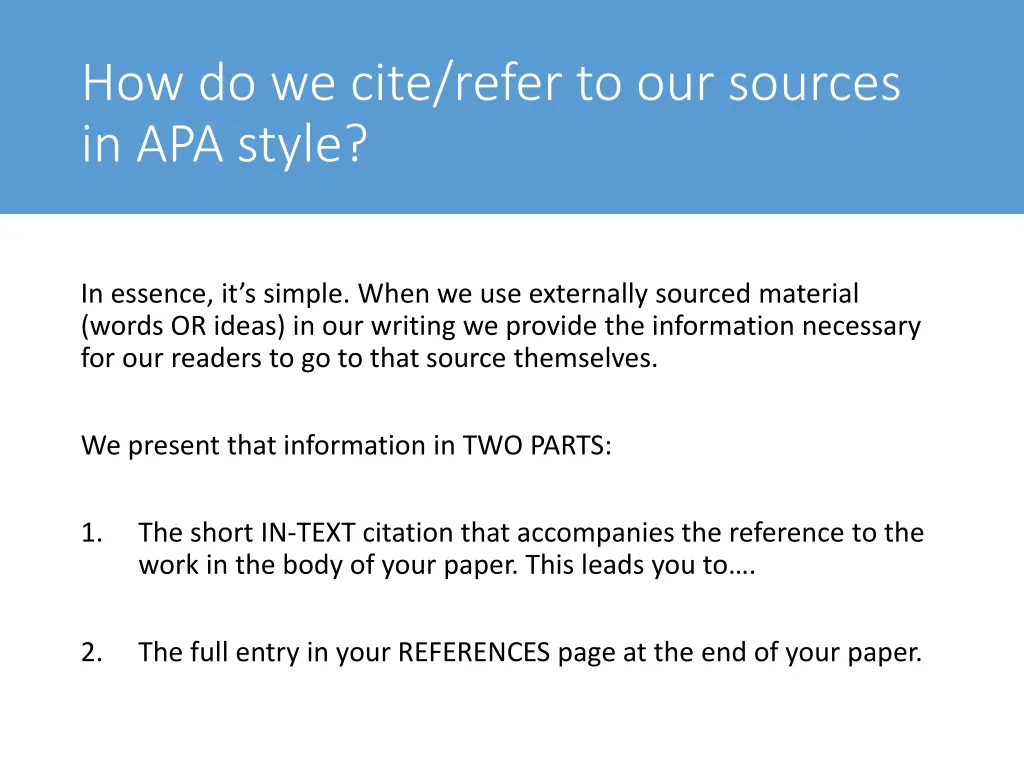 how do we cite refer to our sources in apa style