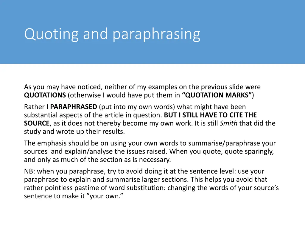 quoting and paraphrasing