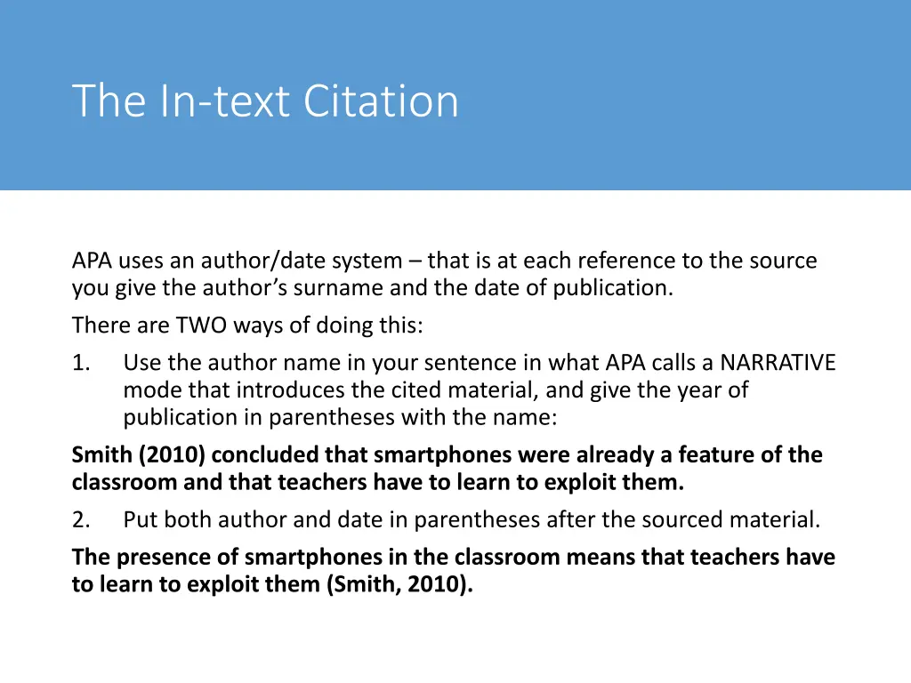 the in text citation