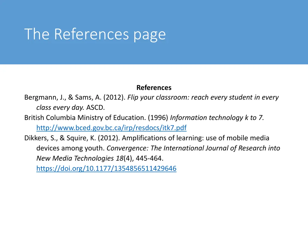 the references page