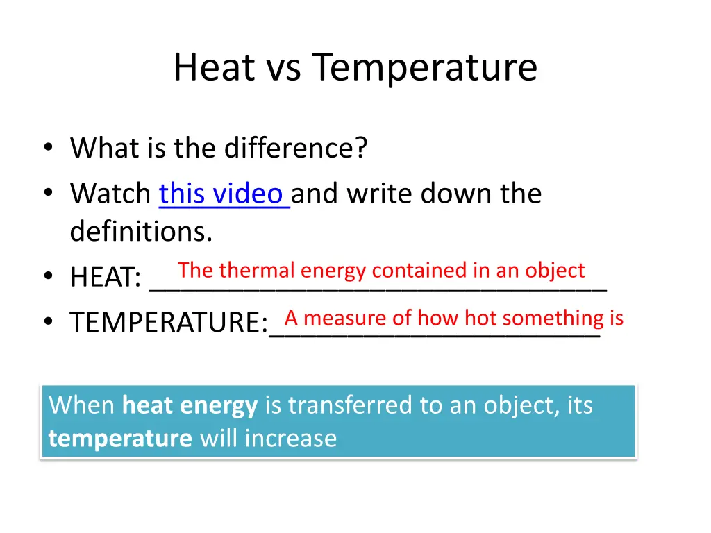 heat vs temperature