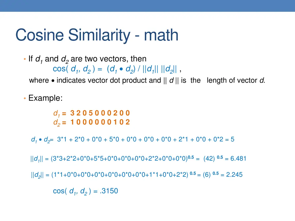 cosine similarity math